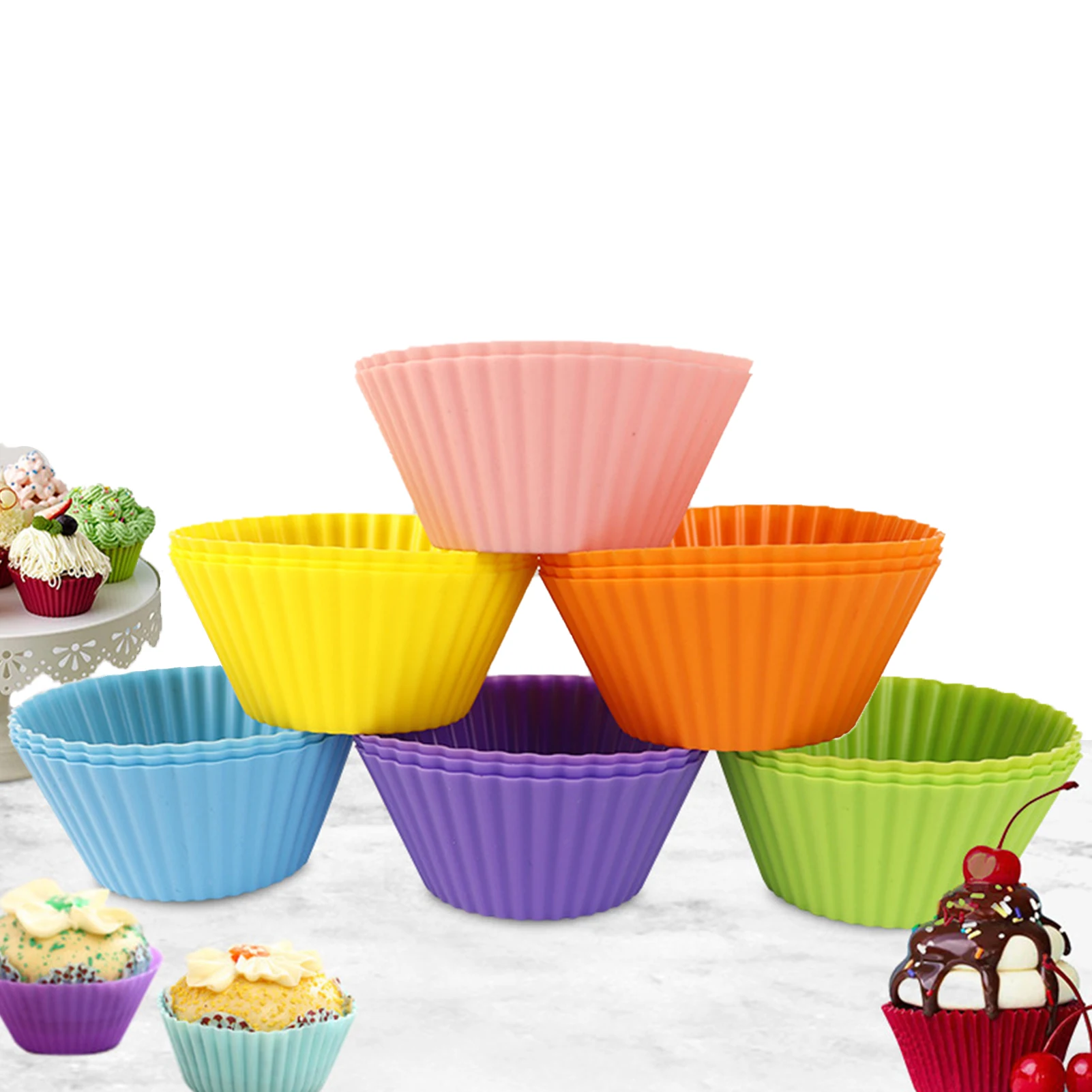 

11pcs/Set Silicone Cake Mold Round Shaped Muffin Cupcake Baking Molds Kitchen Cooking Party Birthday DIY Supplies Heat Resistant