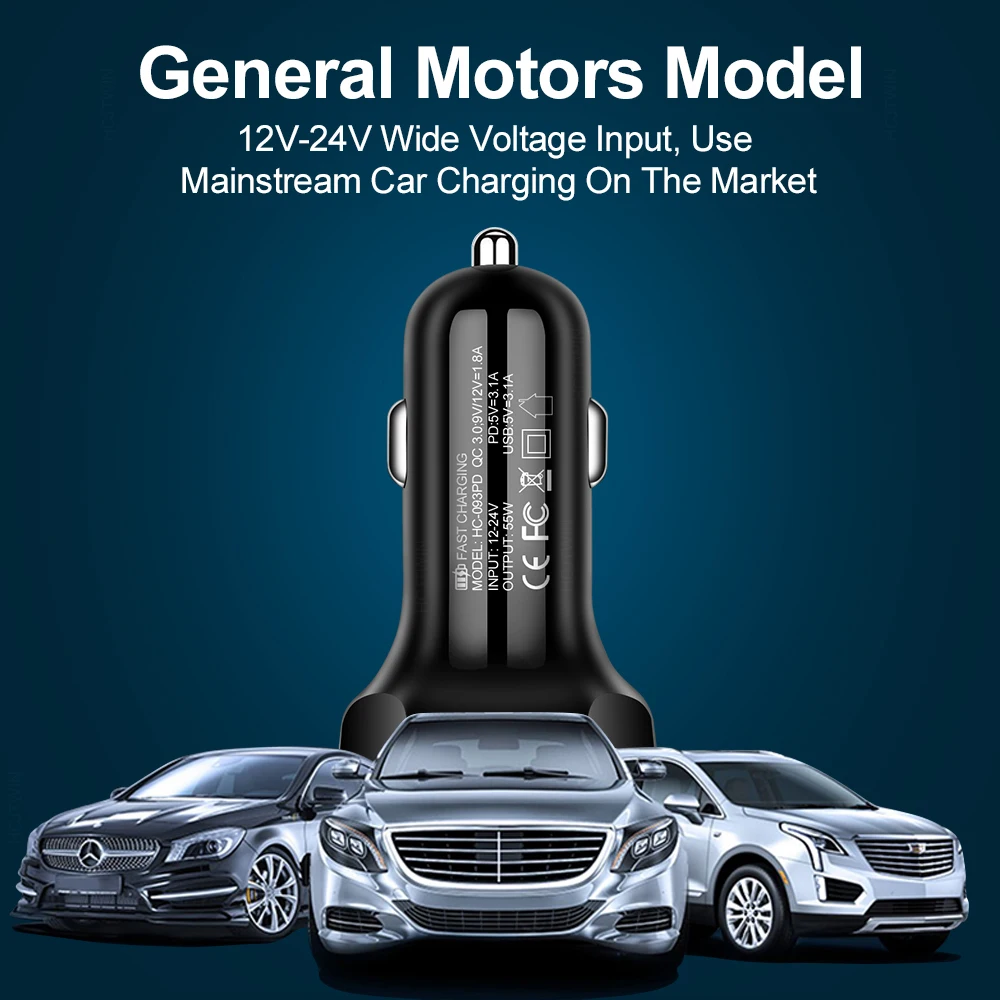 Автомобильное зарядное устройство USB Type C Быстрая зарядка QC 3 0 Для Xiaomi Note 11 iPhone 13