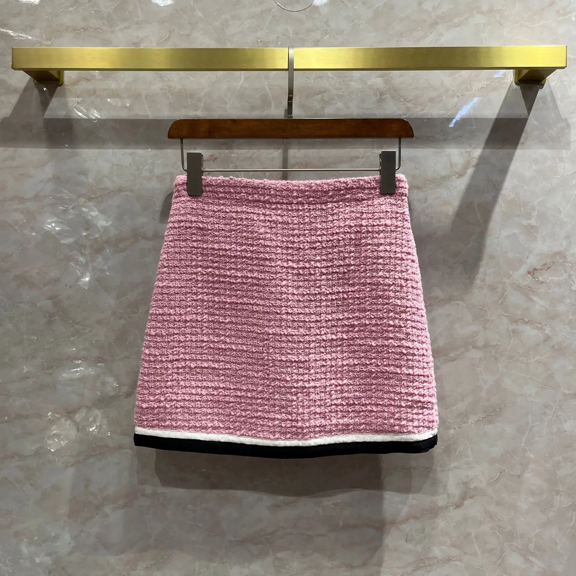 Осеннее Женское пальто из твида розового цвета в французском стиле C655 |