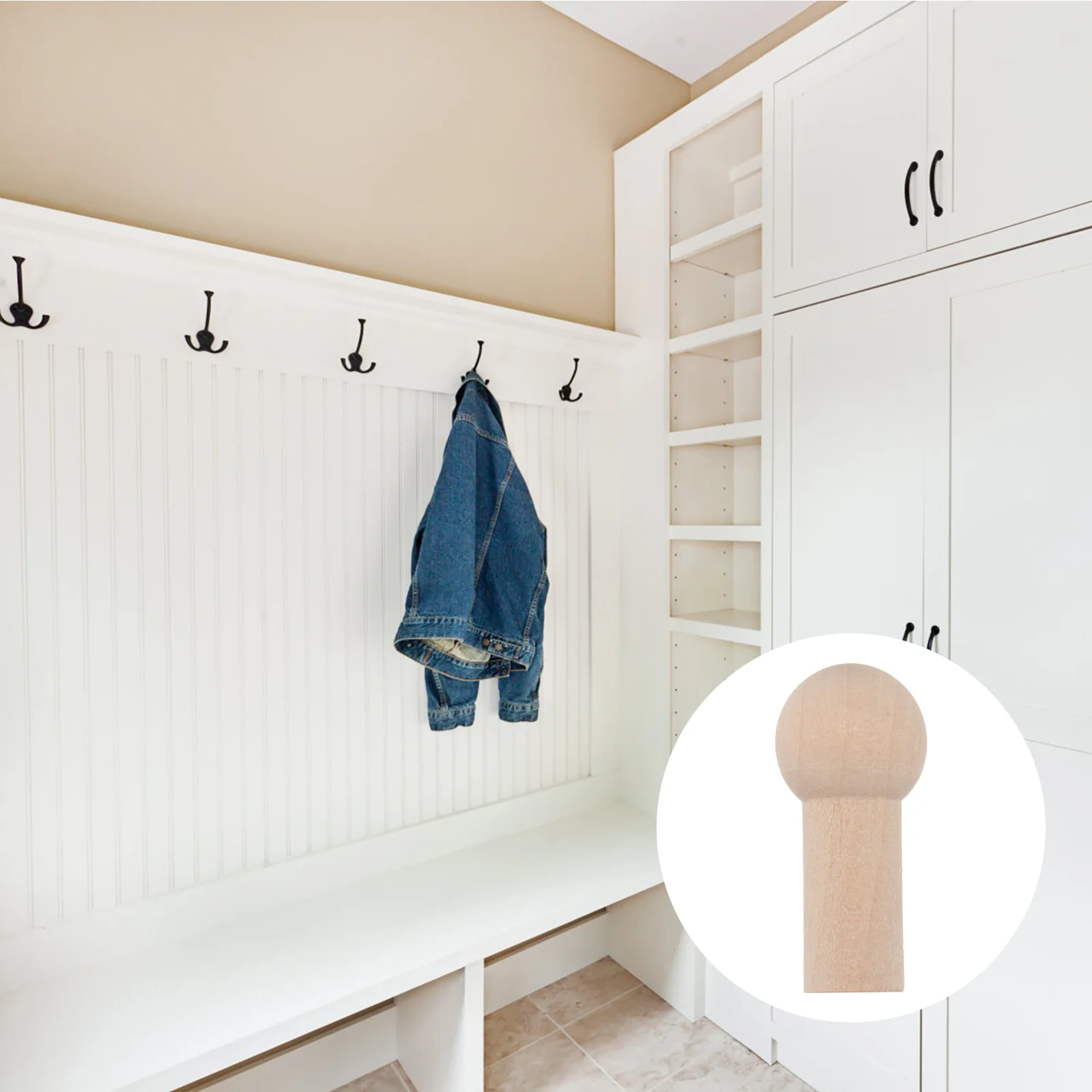 

Wall Wood Hooks Pegs Wooden Hanginghat Mounted Hanger Shaker Coat Hangers Clothes Mini Natural Rack Decorative Hook Key Screw