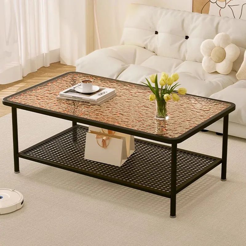 

Luxury Transparent Coffee Table Modern Designer Glass Metal Rectangle Side Tables Clear Minimalist Mesa Centro Home Furniture