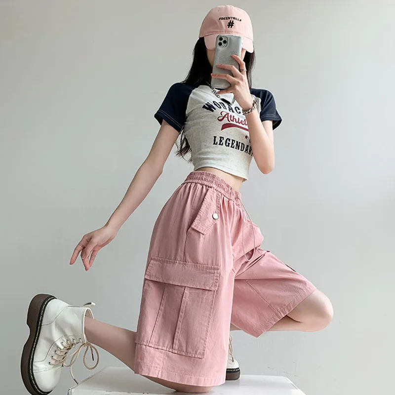 Women's Y2K Clothes Oversized Wide Leg High Waist New Loose Straight Cargo Pants Shorts Summer Korean Style 2023 Fashion