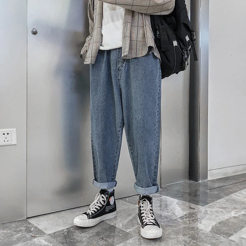 Blue Harun Jeans Men Fashion Retro Oversize Casual Straight Jeans Men Streetwear Korean Loose Denim Pants Mens Trousers S-3XL