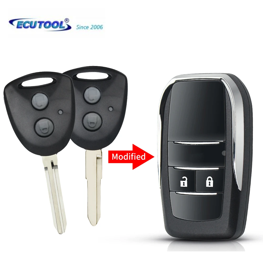 

5pcs 2 Buttons Modified Flip Remote Key Shell Case Fob For Toyota Daihatsu Avanza Wigo Grand Daihatsu Xenia Alza Myvi Axia