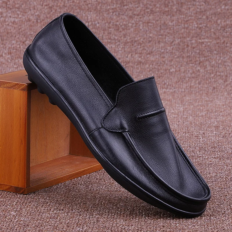 

Vintage Men's Genuine Leather Casual Shoes Breathable Lazy Designer Driving Loafers Spring Autumn Men's Sewing Slip On Flats