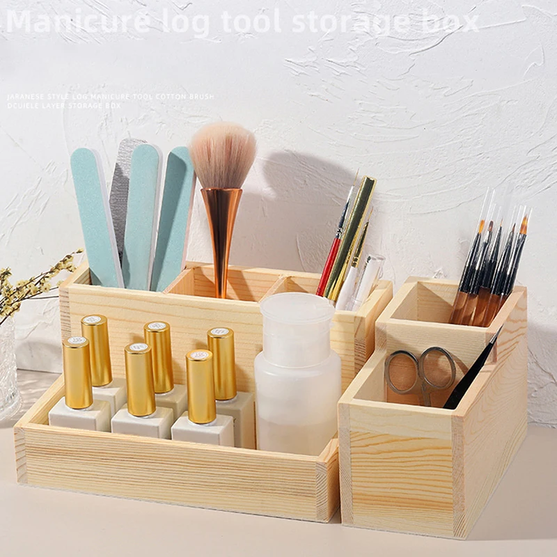 

Log Storage Box Jewelry Storage Box Wooden Frame Organizer Nail Art Toolbox Necklace Jewelry Rack Stand Storage Box Storage Box