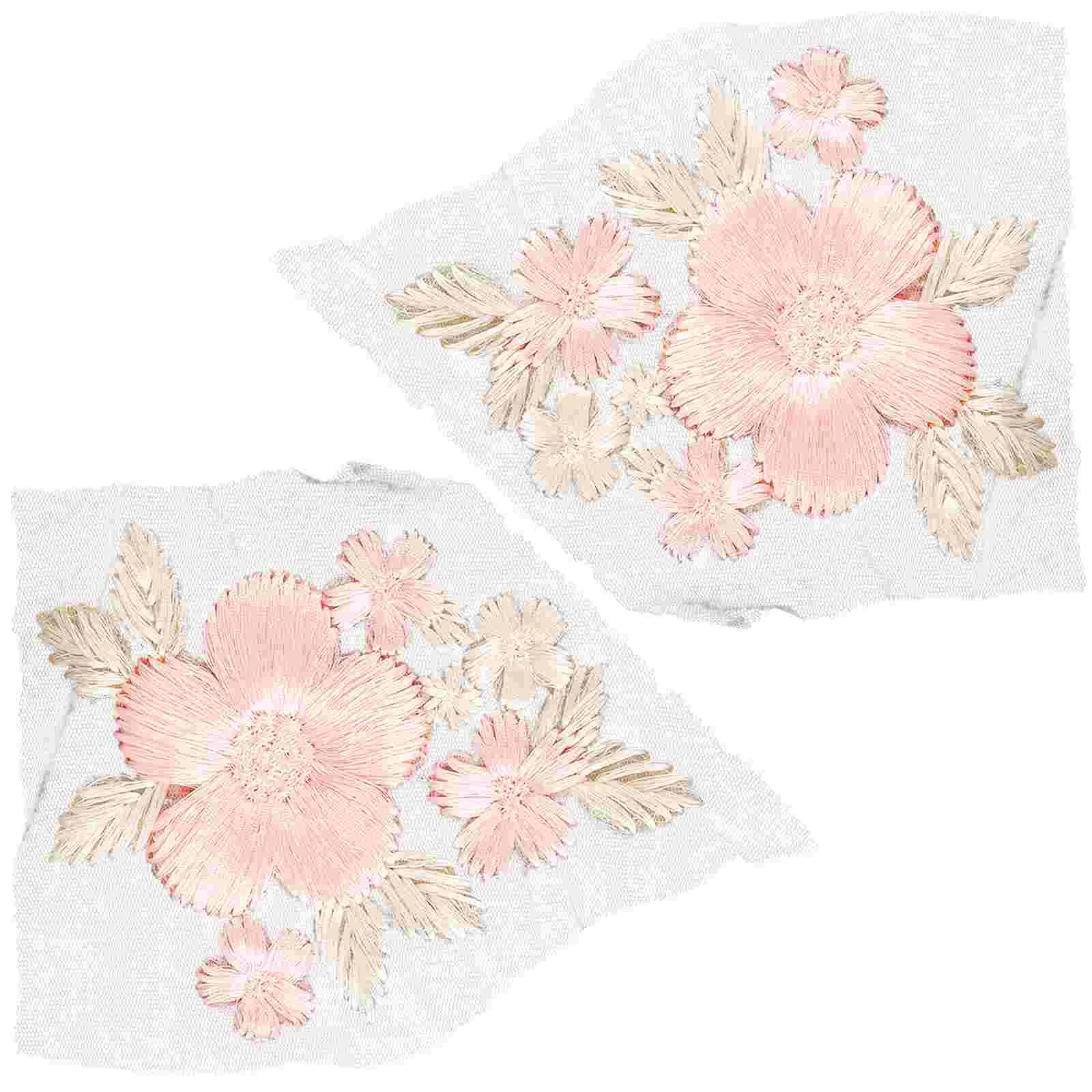 

2 Pcs Iron Patches Flower Children's Clothing Wedding Dress Lace Stitch Appliques Clothes