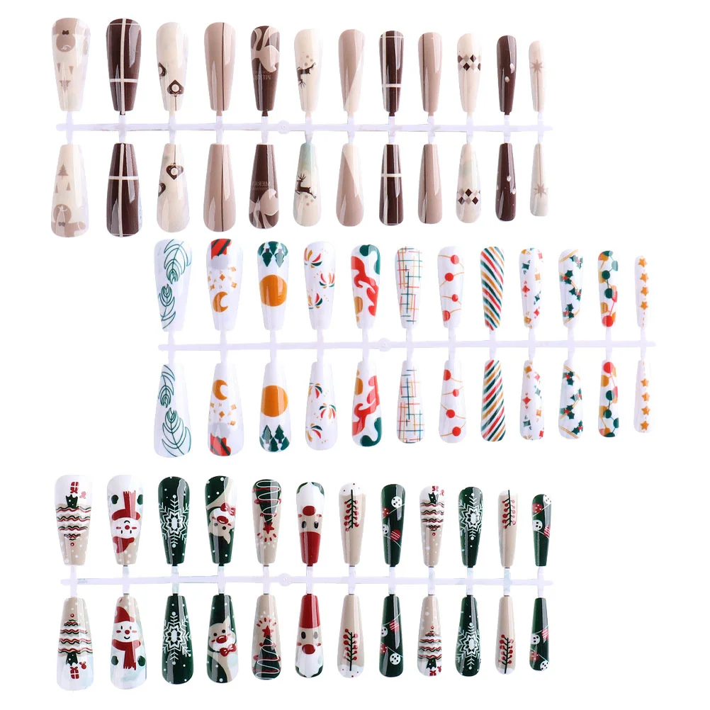 

Nail False Nails French Christmas Fake Full Cover Artificialpressnatural Tipkit Tips Novelty Cartoon Kids
