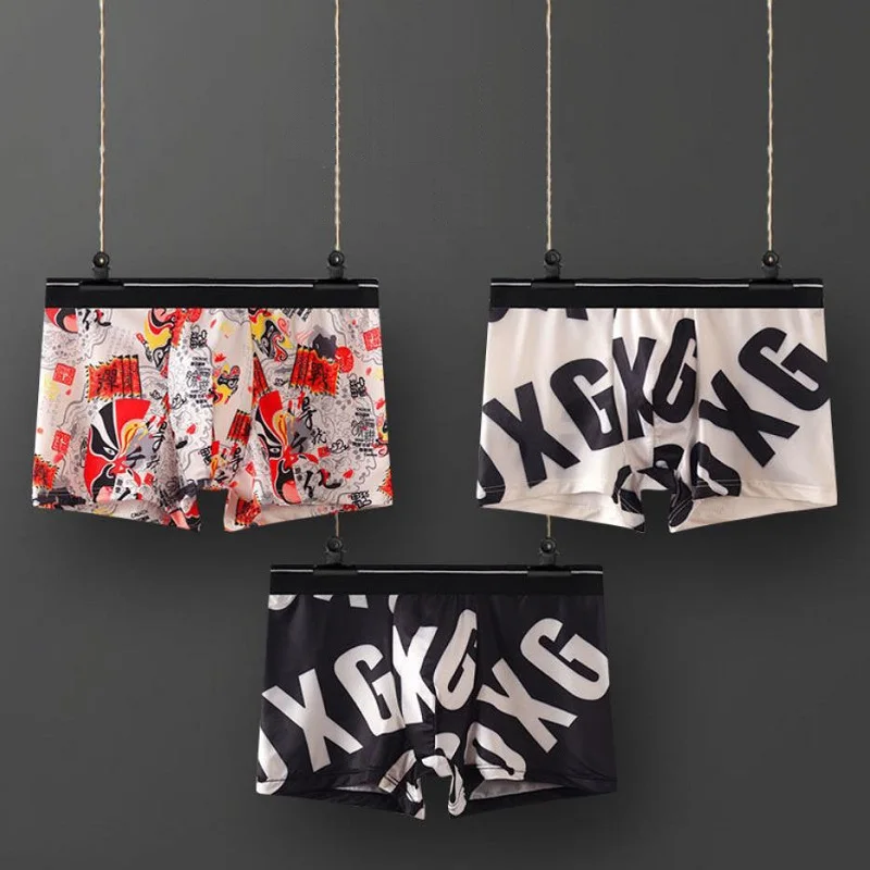 

Мужские боксеры, сексуальное нижнее белье из ледяного шелка, дышащие удобные трусы, индивидуальная посадка, брифы с выпуклым карманом