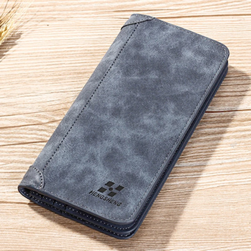 

New Men'S Wallet Short Frosted Leather Wallet Retro Two Fold Vertical Wallet Youth Korean Multi-Card Wallet Luxury Wallet
