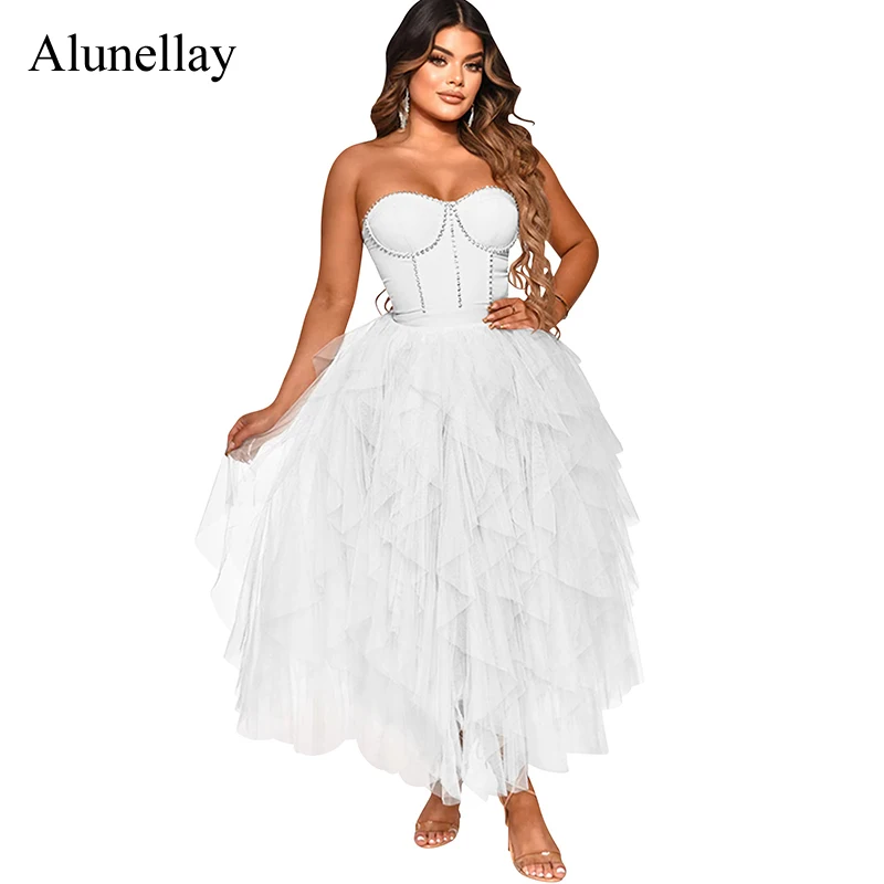 

Женское летнее облегающее платье с баской, оборками и каскадными оборками, без бретелек, со стразами, в обтяжку, для ночного клуба, черного, б...