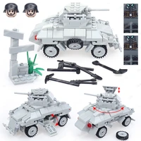 military german army wheeled armor reconnaissance car building block assemble ww2 figures chariot weapons model child gifts toys