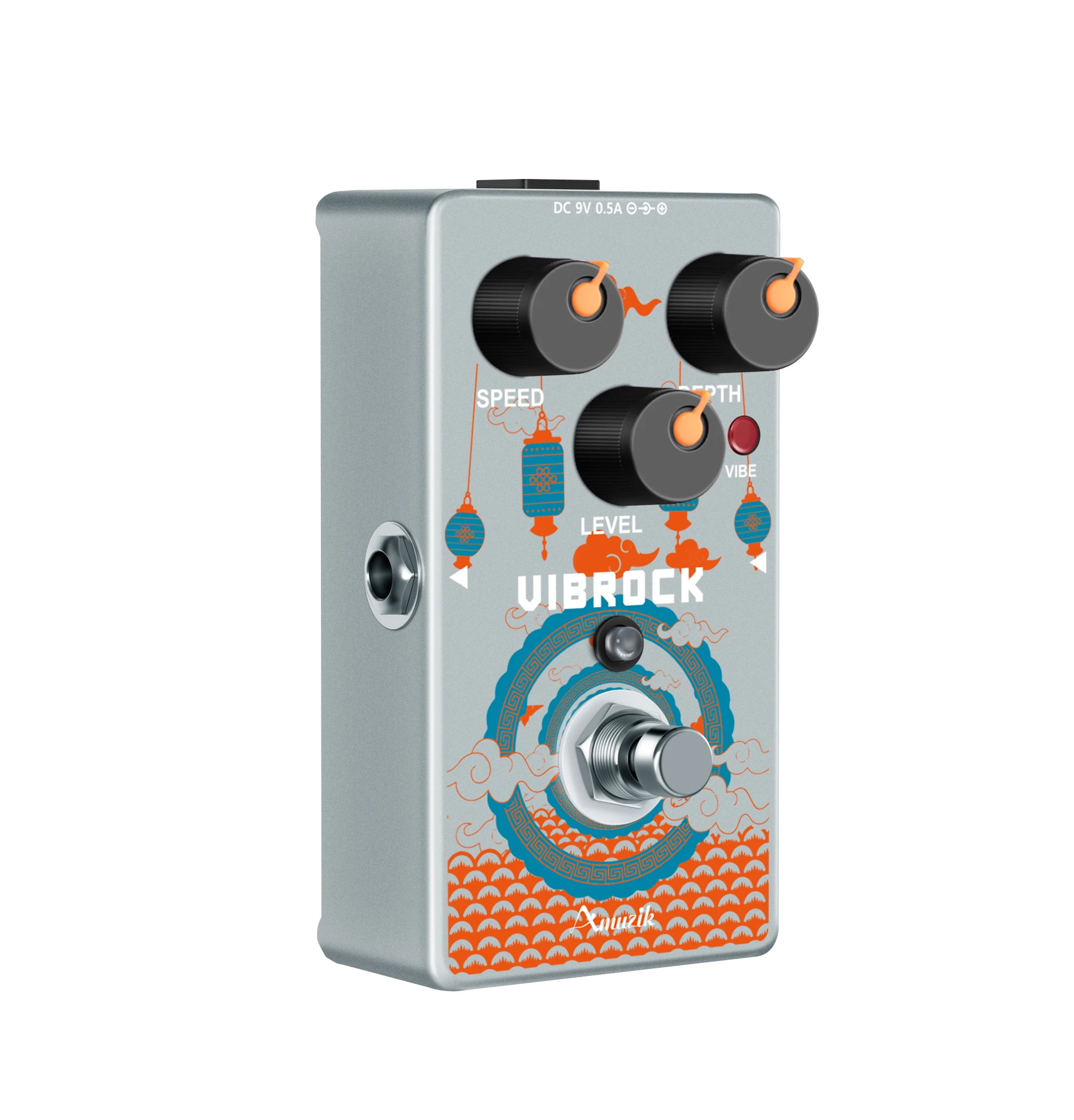 Amuzik Vibrock Chorus&Tremolo Guitar Multi-Effect Pedal True Bypass Working On Both DC 9V Adaper &  Battery For Outdoor Play