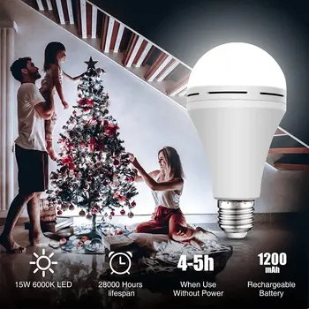 Emergency Rechargeable Light Bulbs E27 LED Smart Light 9/12/15W Energy Saving Lamps Keep Lighting During Power Outages/ Camping 4