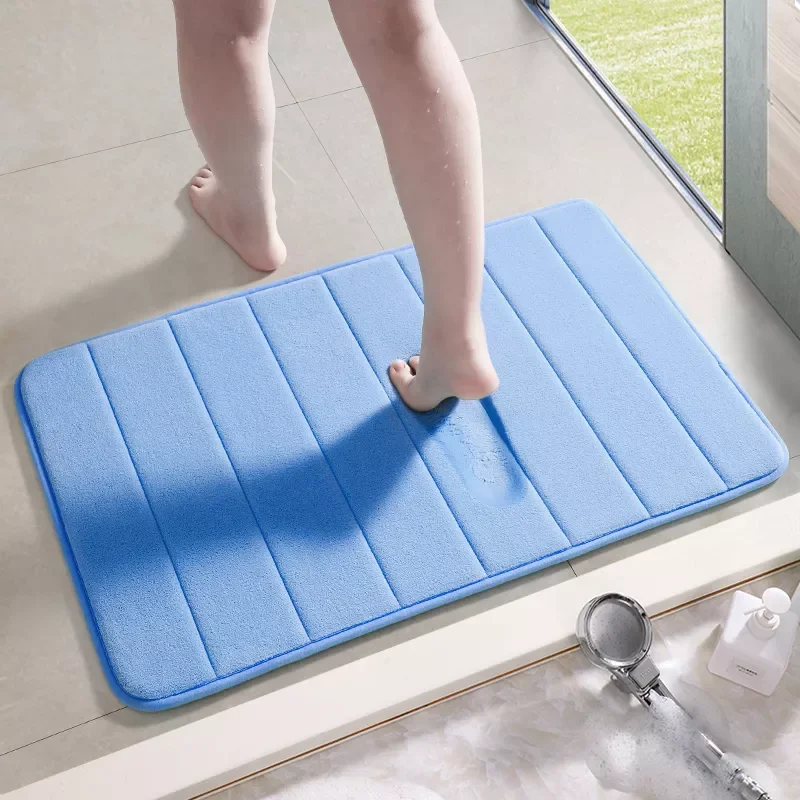 

Bath Mat Coral Fleece Bathroom Carpet Water Absorption Non-Slip Bath Decorative Carpet for Household Hotel