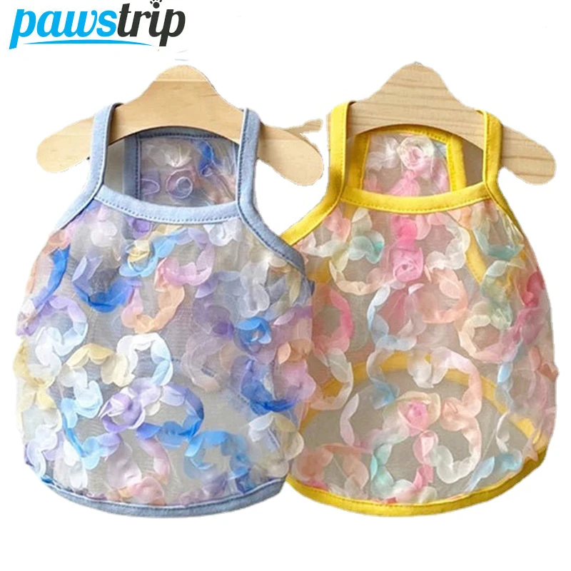 

Summer 3D Petals Dog Clothes Thin Dog Vest for Small Dogs Fashion Cat Harness Colorful Puppy Clothes Chihuahua Clothing