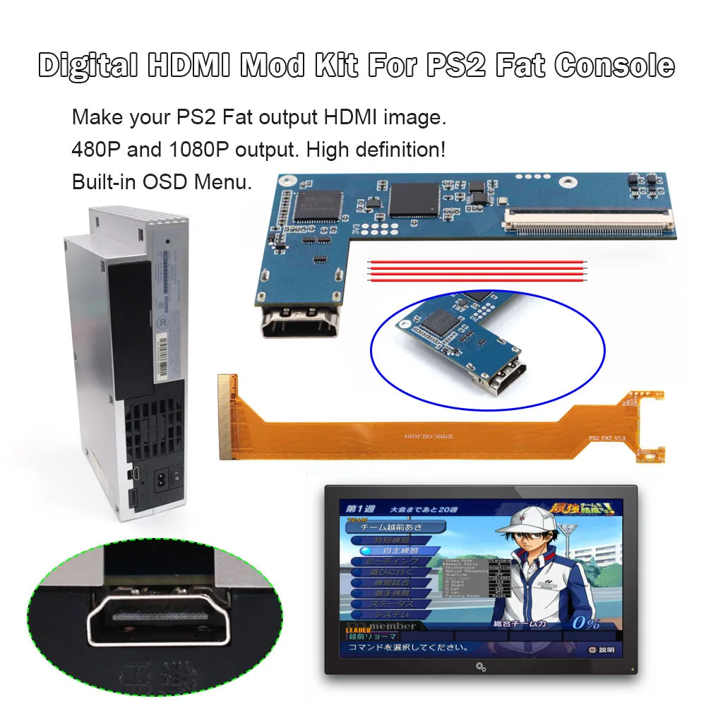 Фото Комплект для модификации PS2 Fat Console с цифровым HDMI-выходом (Digital-to-Digital HDMI Kit) для PS2 Fat Console, требует пайки. №1