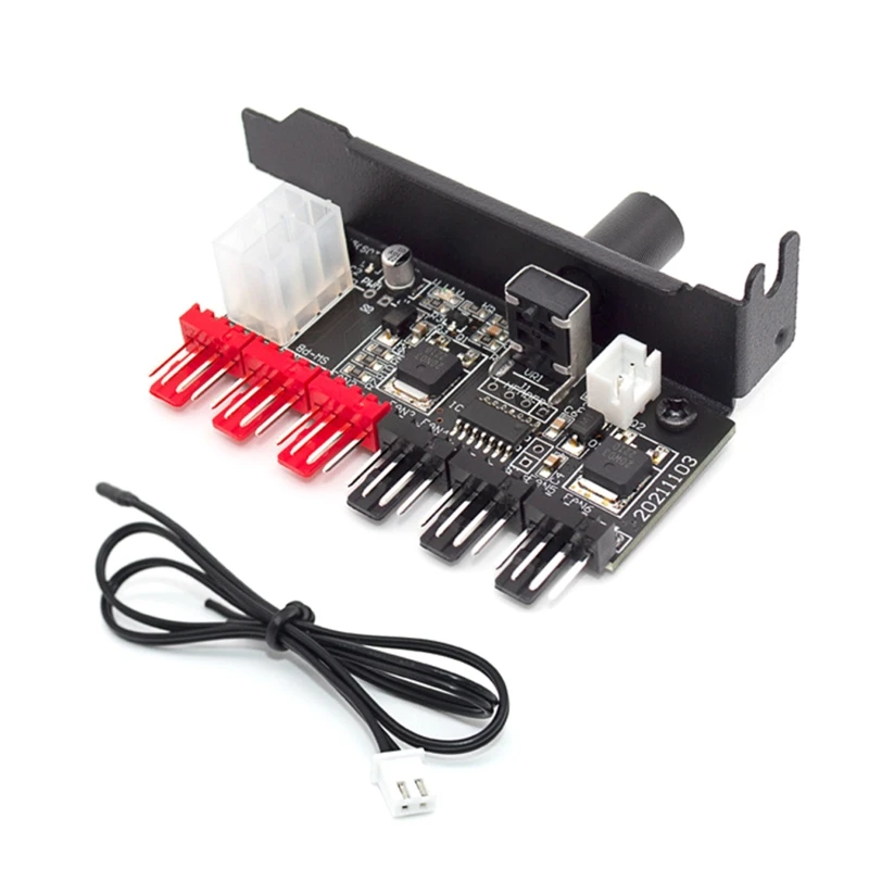 

12V 4Pin/3Pin Fan Hub Speed Controller Knob 6 Ports PC Case Cooling Cooler Fan Universal Computer Regulator For Gamer