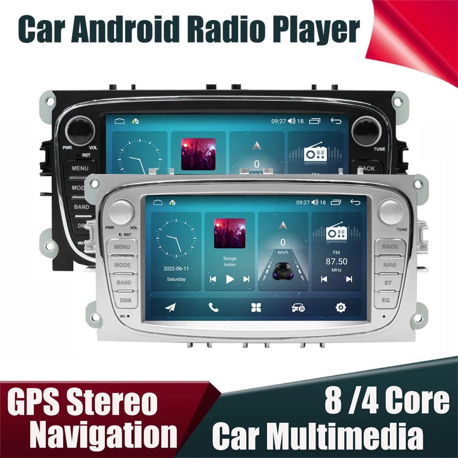 

7-дюймовый Android 12 автомобильный радиоприемник для Ford Focus 2009-2011 C-MAX, Автомобильный плеер, мультимедийная система GPS-навигации, экран 2DIN, Blueteeth