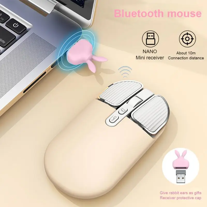 

Беспроводная мышь M203 второго поколения, 2,4 ГГц, Двухрежимная Бесшумная мышь для девочек, милая пудра, для ноутбука, для офиса и дома, мышь для ...
