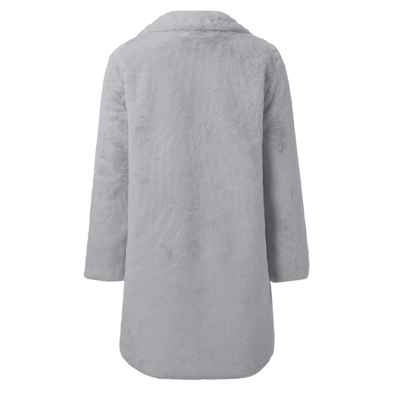 Однотонная куртка с воротником-хомутом из искусственного меха зимняя теплая