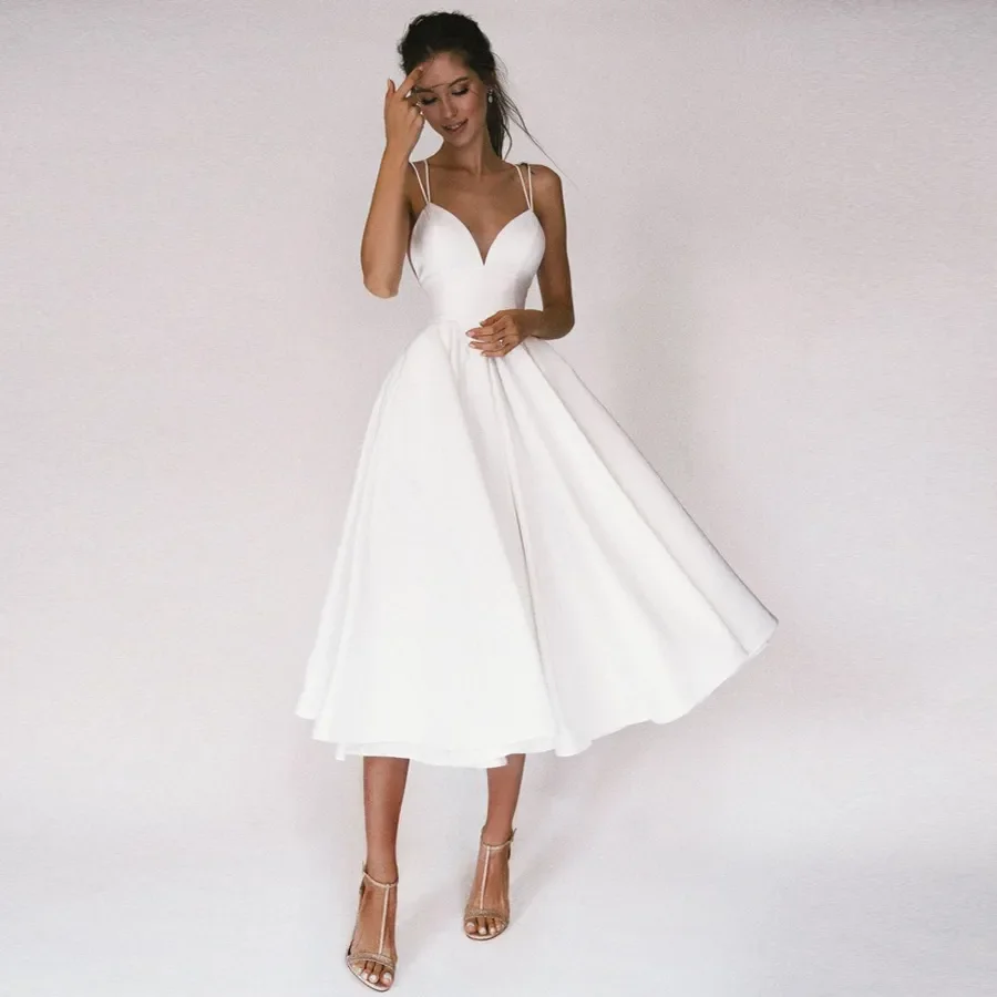 

Simple Sexy Short A Line Criss Cross Simple V Neck Satin Homecoming Dresses Prom Gown Engagement Birthday Party