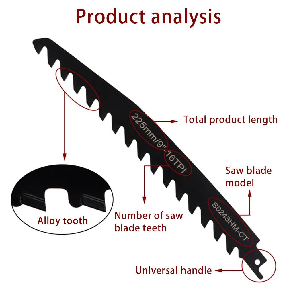 

Tool Reciprocating Saw Blade S3243/S2243/S1243/S1543/S0243 Saber Saw 1.5mm Thickness 12mm Tooth Pitch High Quality