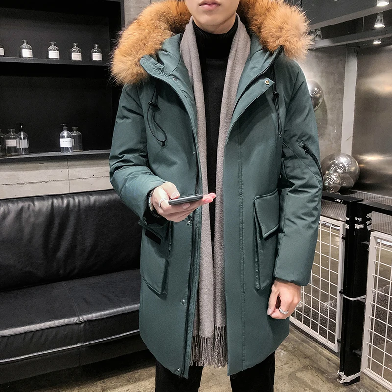 New Duck Down Jacket Men Winter Warm Hooded Parkas Coats Thick 90% White Duck Down Mens Puffer Jackets Outdoor Long Overcoats