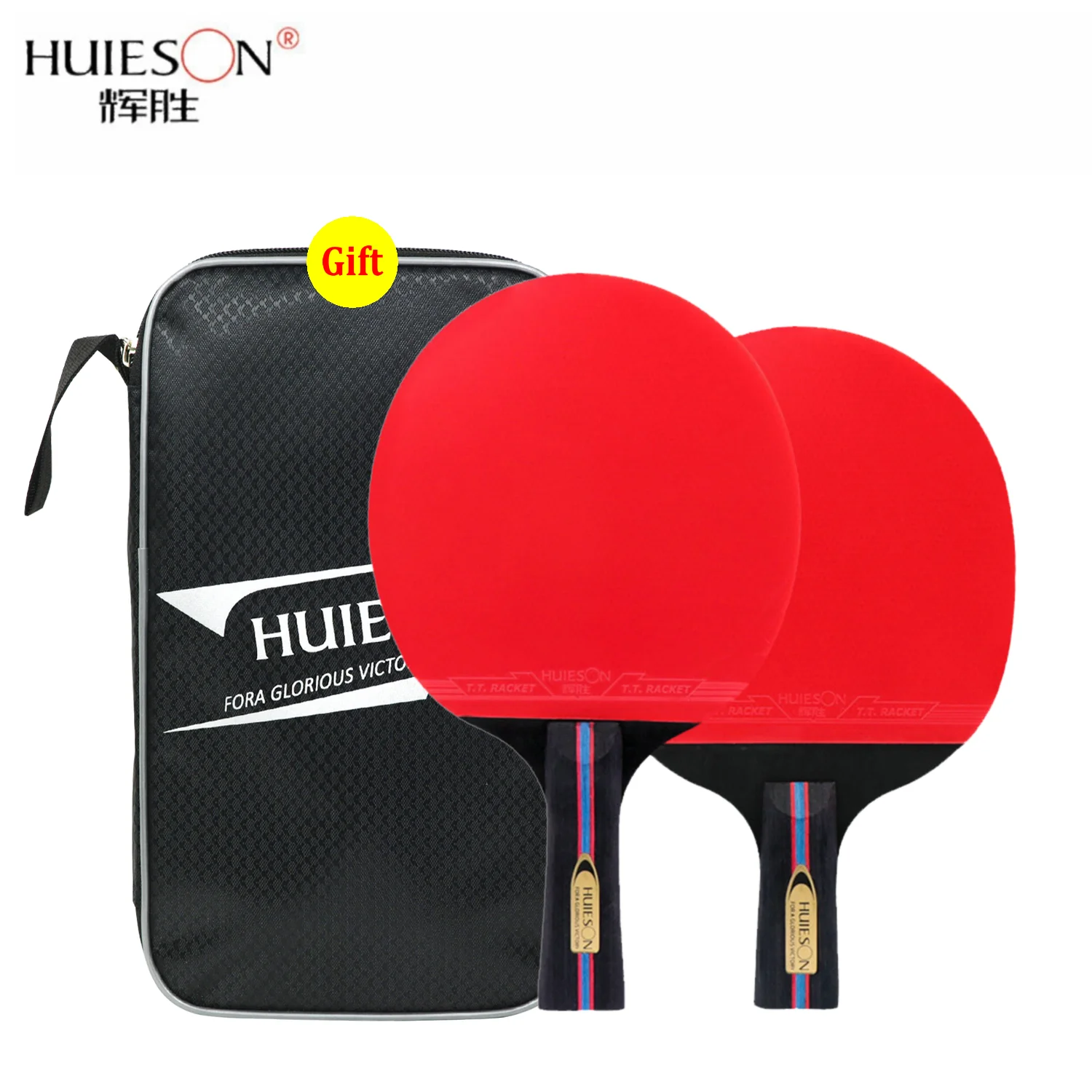 

Huieson 2 Pcs/Set Table Tennis Racket S600 Sticky Double Face Pimples Professional Ping Pong Paddle for Beginner with Free Case