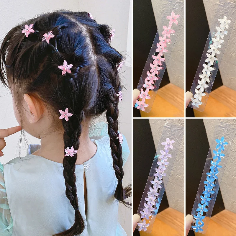 

10pcs Children's Braided Flower Hair Buckle Braided Hairpin Mini Floral Hair Claw Girl Cute Headdress Hairclips Hair Accessoires
