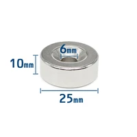 1251015pcs 25x10 6 mm disc countersunk neodymium magnet 2510 mm hole 6mm 25x10 6mm n35 round permanent magnet 2510 6