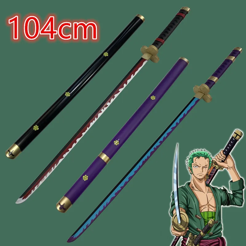 104cm Cosplay Sword Roronoa Zoro Sword Role Playing Aki Mizu Samurai Weapon Katana Knife Safety PU Toy Gift
