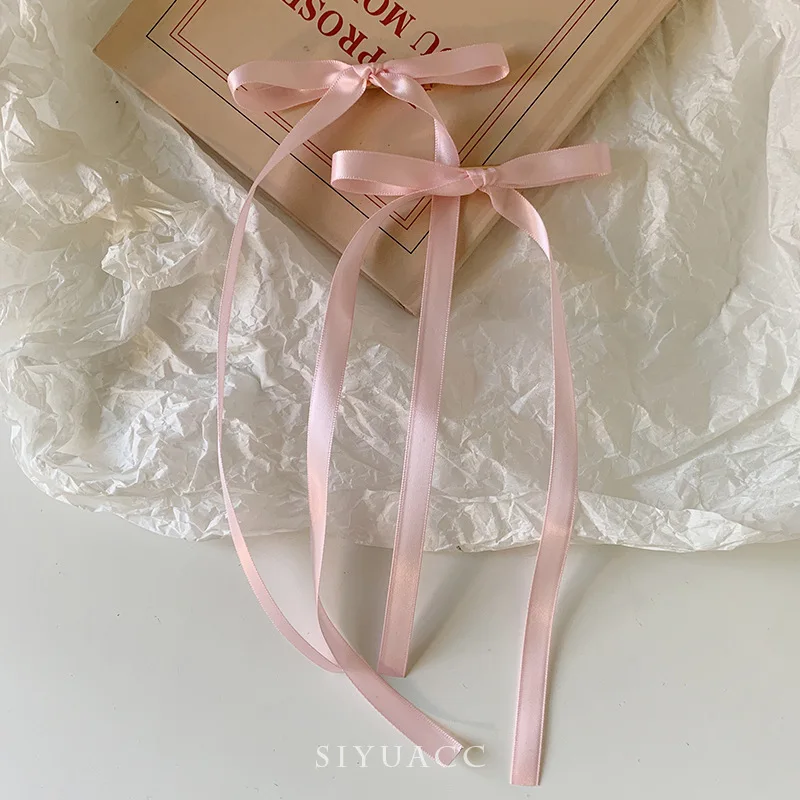 2/12 шт. модные простые заколки для волос с милым бантом и лентой женщин девочек