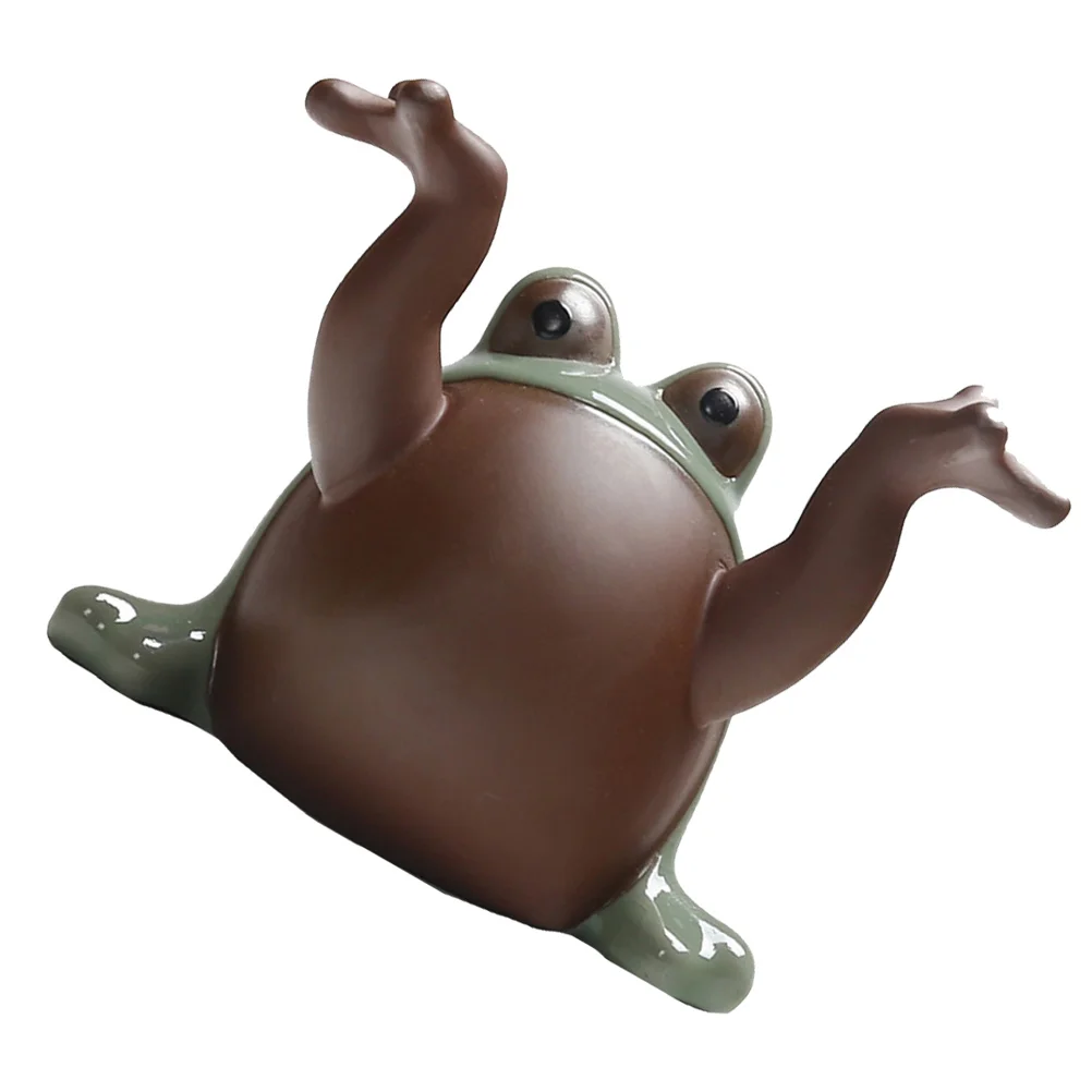 

1pc Ceramic Creative Desktop Adornment Frog-shaped Tea Pet for Gift Home Tea House