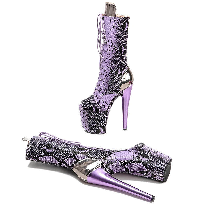 Leecabe 20CM/8Inch Snake  upper  lady fashion  boots   for  party  Platform  High Heels Pole Dance boot