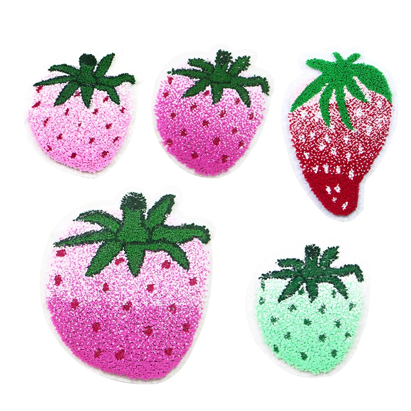 

Fruit Pink Red Green Strawberry Icon Toothbrush Embroidery Applique Patches For Clothing DIY Iron on Badges on the Backpack