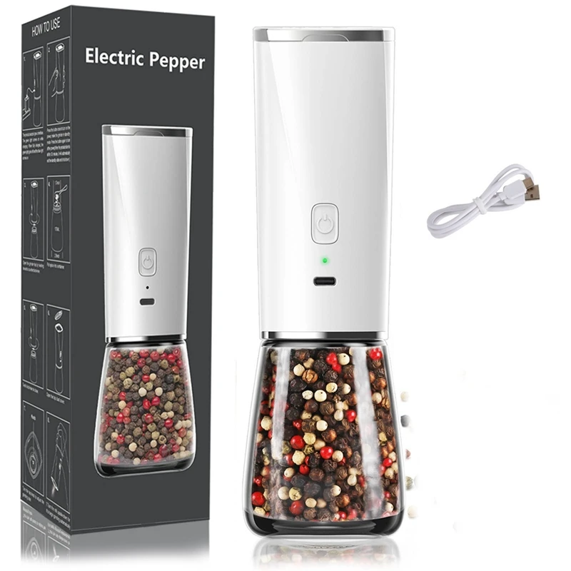 

Electric Pepper Grinder, USB Rechargeable Gravity Salt And Pepper Grinder, High Capacity Adjustable Coarseness