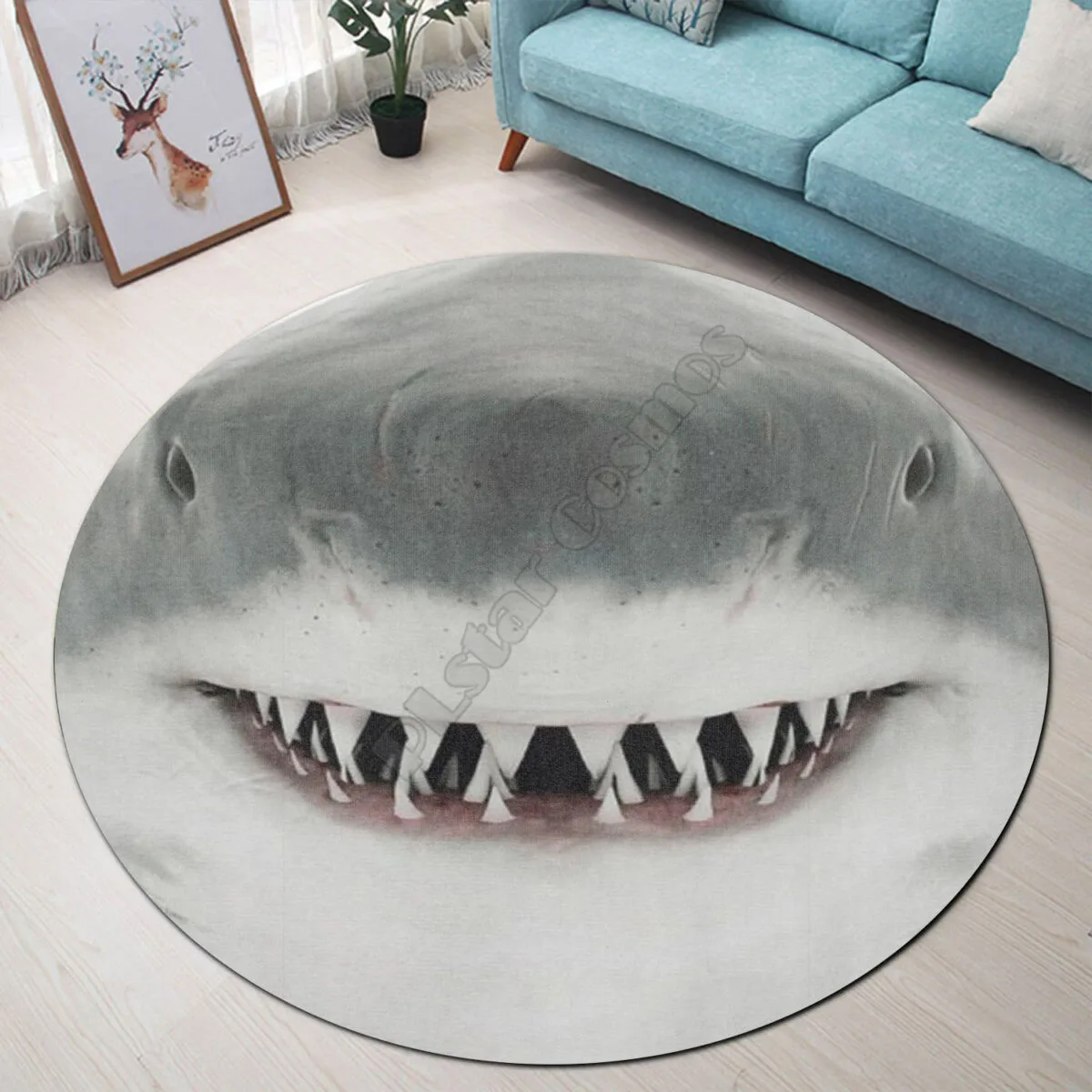 Love Shark Premium Round Rug 3D Printed Rug Non-slip Mat Dining Living Room Soft Bedroom Carpet 08