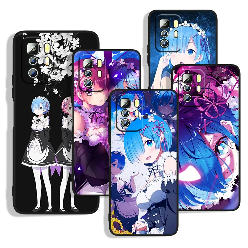 Силиконовый черный мягкий чехол для телефона аниме RE ZERO Ram Rem Xiaomi Redmi Note 11S 11T 11 10S 10 9T