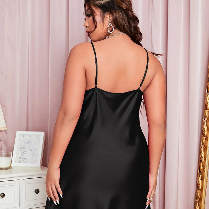 Fashion Sleepshirts Emulation Silk Nightgown Women's Sexy Fashion Nightgown Casual plus Size Bathrobe Underwear for Women