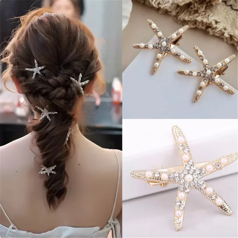 STARFISH HAIR CLIP SET( Set of 2) Shells & Starfish Destination Wedding Hair Comb Mermaid Accessories Boho Barrette Hair Piece