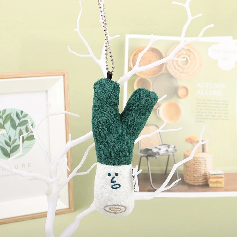 

Green Onions Plush Toy Cartoon Vegetable Pendant Soft Stuffed Doll Keychain Backpack Car Key Ring Decor Kid Gift Bag accessories