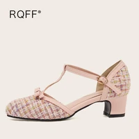closed toe shoes sandals women 2022 summer new fashion sweet 5cm block heels ankle wrap handmade pink blue footwear plus size 43