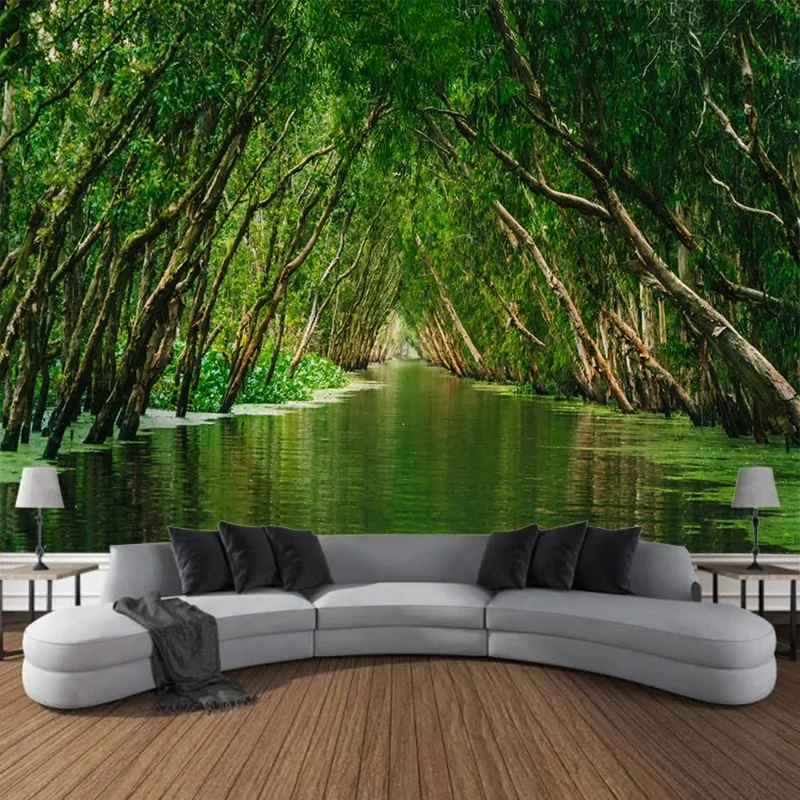 Гобелен с туманным лесом природный пейзаж украшение для комнаты одеяло