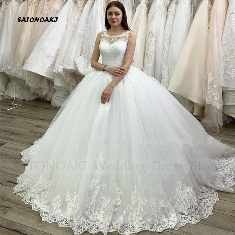 

Vestidos De Novia Elegant Vintage Ball Gown Wedding Dress 2023 for Women Sleeveless O-Neck Lace Appliques Plus Size Robe Mariée