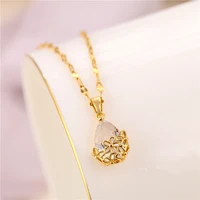 new french romantic water drop inlaid zircon titanium steel necklace fashion korean version simple wild clavicle chain wholesale