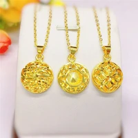 hoyon 24k yellow gold color womens round pendant womens round heart tag jewelry is and beautiful gift for girlfriend