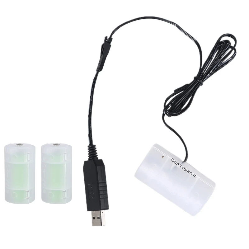 

R2LB 1.1m USB to 1.5V 3V 4.5V 6V D Cell Battery Eliminator Can Replace 1-4pcs 1.5V D Alkaline Batteries for Lamp Toy