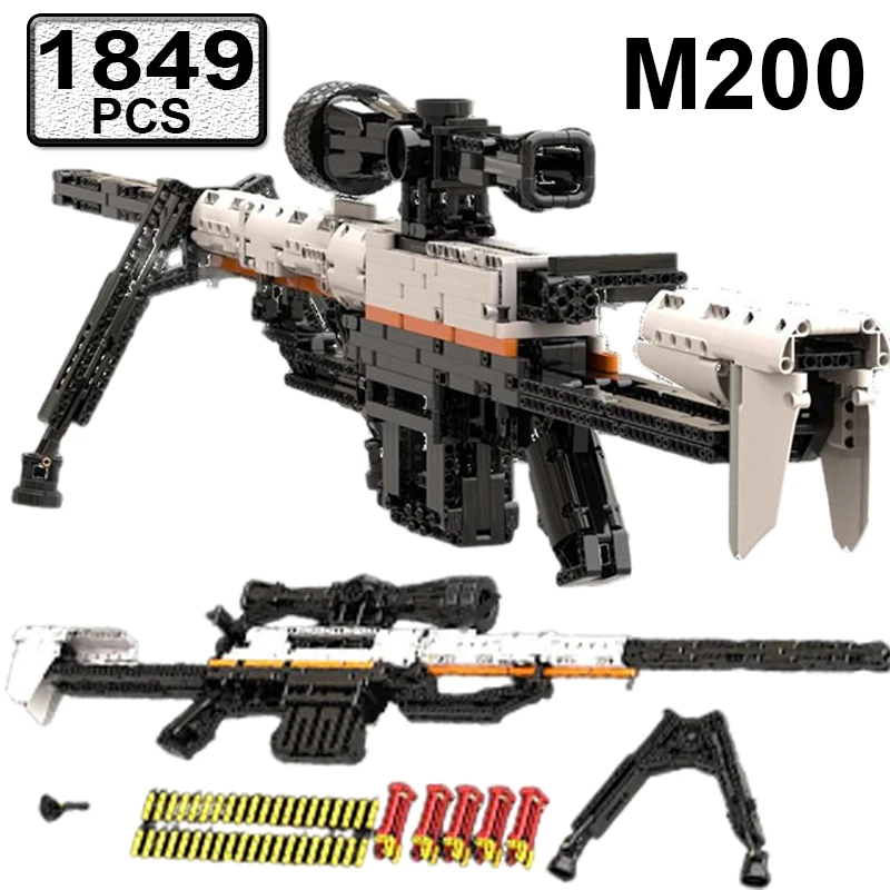 Фото Конструктор MOC «Снайперская винтовка M200» (1849 деталей), техническая модель, стреляющая снарядами, игрушка-подарок для детей №1