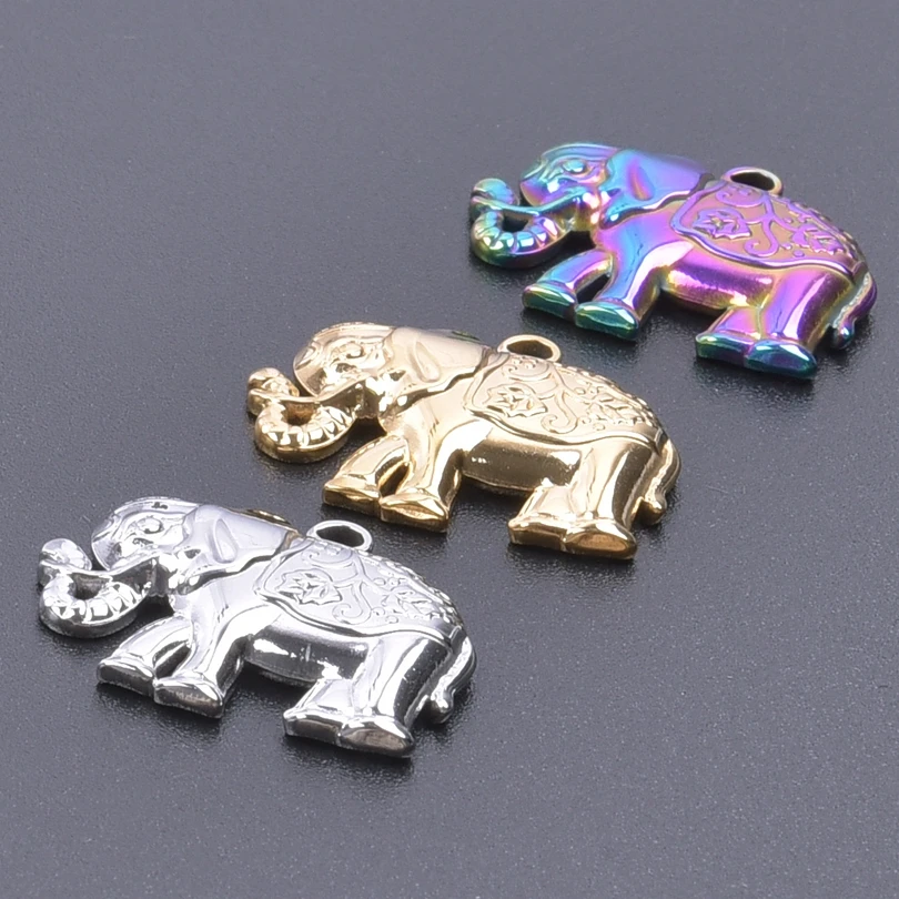 

5pcs Stainless Steel Elephant Charms Vintage Pattern Pendants Accessories Jewelry Making Necklace Choker Findings DIY Materials